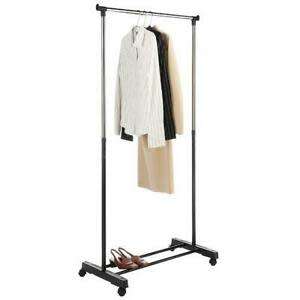 Telescopic Single Pole Clothes Rail Rack with Wheels