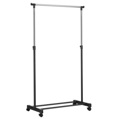 Telescopic Single Pole Clothes Rail Rack with Wheels