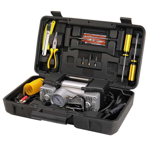 Portable Double Cylinder Car Air Compressor with Tools