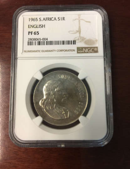 ENGLISH LEGEND** 1965 SILVER 1 RAND PF 65 NGC