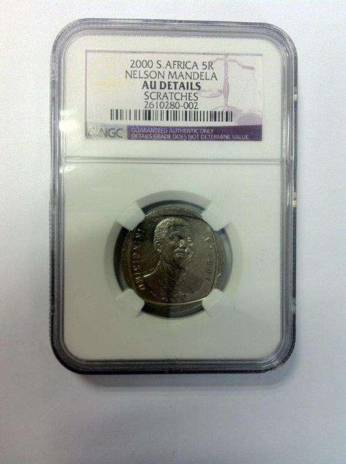 SCARCE GRADE***MANDELA 2000 SMILEY GRADED AU DETAIL SCRATCHES