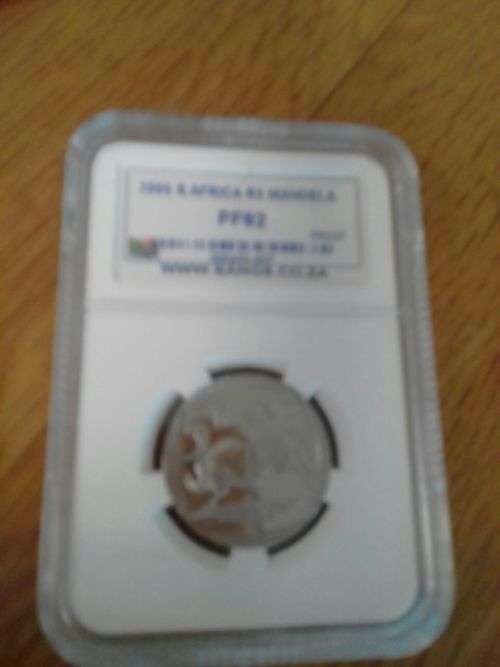 3 x NELSON MANDELA SMILEYS GRADED PF 62 SANGS**BID PER COIN