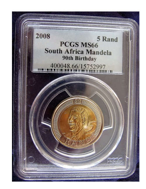 2008 NELSON MANDELA 90 TH BIRTHDAY R5**MS 66 PCGS