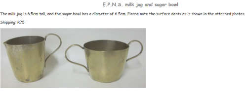 E.P.N.S SUGAR BOWL AND MILK JUG