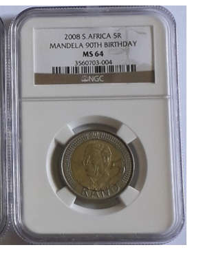 2008 NELSON MANDELA 90 TH BIRTHDAY R5**MS 64 NGC