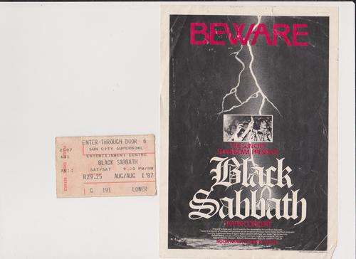 Black sabbath small poster and concert ticket sun city