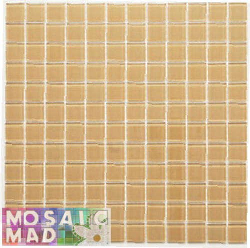 Crystal Glass Mosaic Tiles 23mm x 23mm- NATURAL HESSIAN Full Sheet