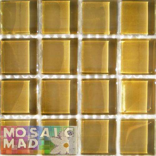 Crystal Glass Mosaic Tiles 23mm x 23mm- NATURAL HESSIAN