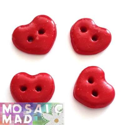 Mosaic Insert:Red Heart Buttons (set of 4)
