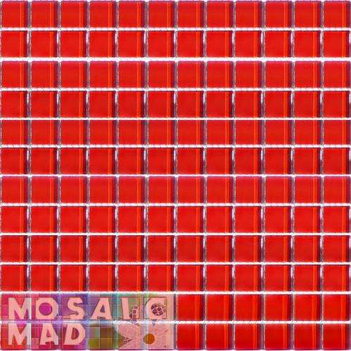 Crystal Glass Mosaic Tiles 23mm x 23mm- CARDINAL RED Full Sheet