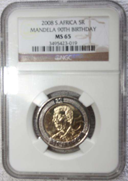 2008 Mandela 90th Birthday R5 - NGC Graded - MS65 - R1 START