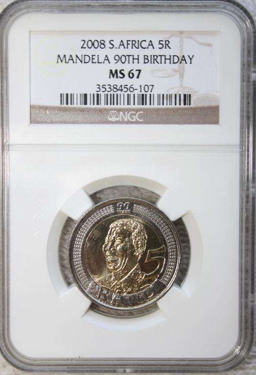 2008 Mandela 90th Birthday R5 - NGC Graded - MS67 - R1 START