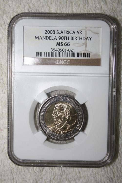 2008 Mandela 90th Birthday R5 - NGC Graded - MS66 - R1 START