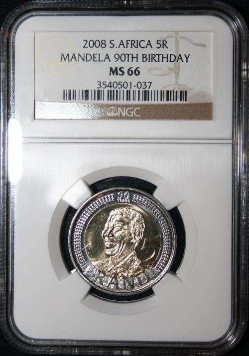2008 Mandela 90th Birthday R5 - NGC Graded - MS66 - R1 START