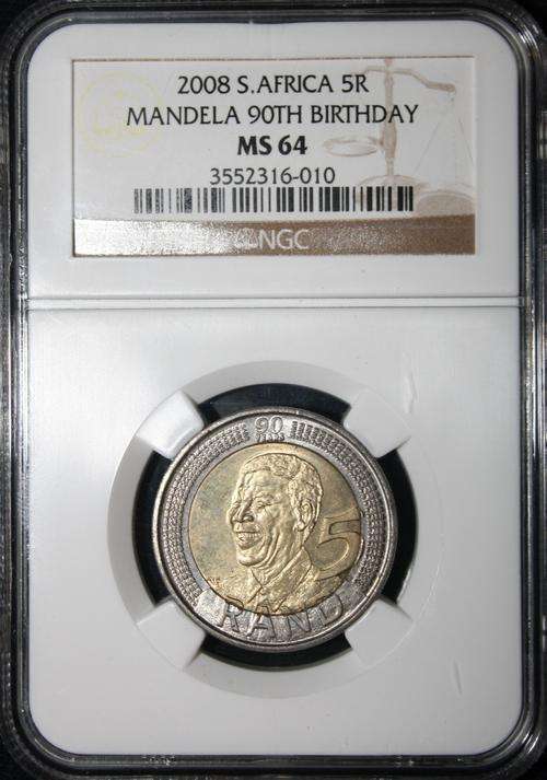2008 Mandela 90th Birthday R5 - NGC Graded - MS64 - R1 START