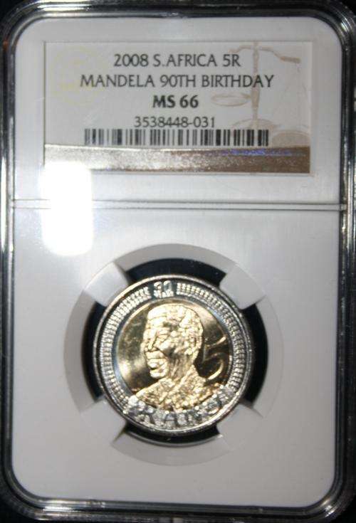 2008 Mandela 90th Birthday R5 - NGC Graded - MS66 - R1 START