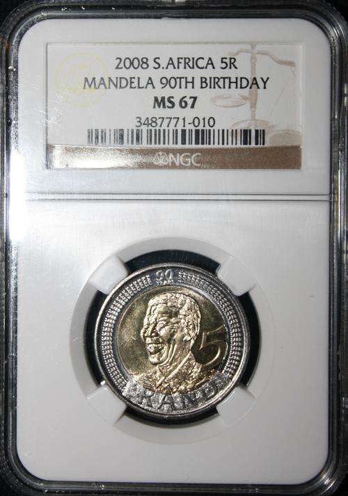2008 Mandela 90th Birthday R5 - NGC Graded - MS67 - R1 START