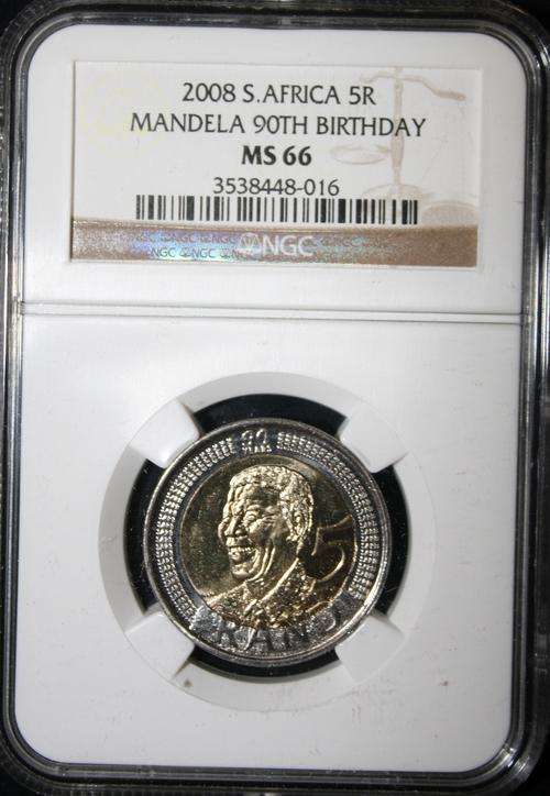2008 Mandela 90th Birthday R5 - NGC Graded - MS66 - R1 START