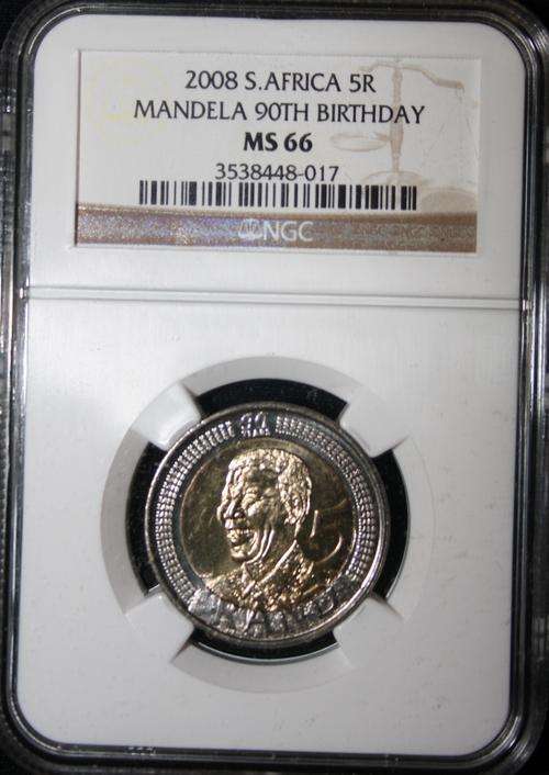 2008 Mandela 90th Birthday R5 - NGC Graded - MS66 - R1 START