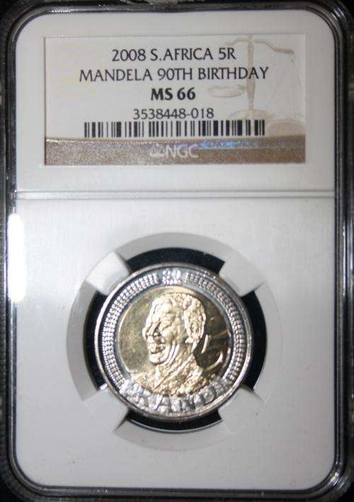 2008 Mandela 90th Birthday R5 - NGC Graded - MS66 - R1 START
