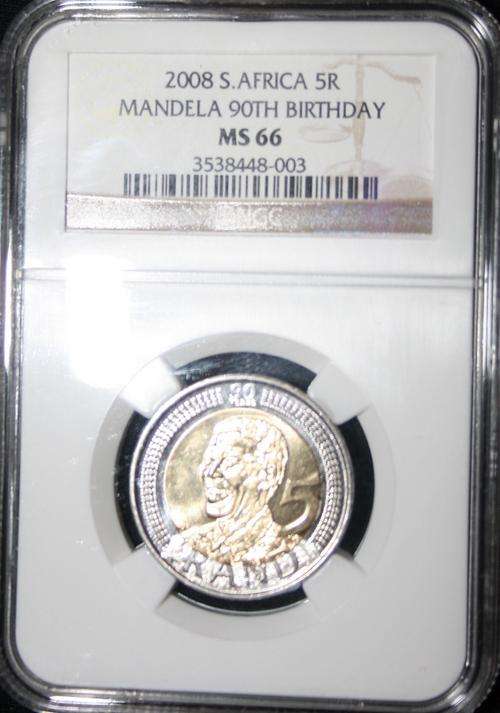 2008 Mandela 90th Birthday R5 - NGC Graded - MS66 - R1 START