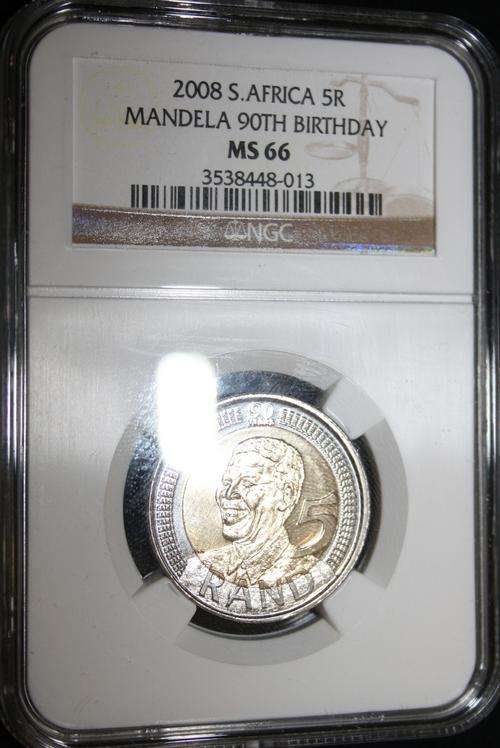 2008 Mandela 90th Birthday R5 - NGC Graded - MS66 - R1 START