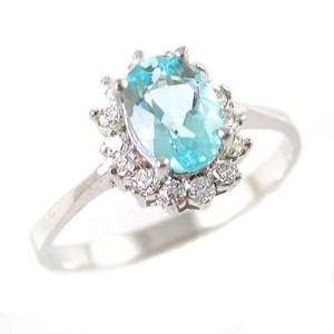 Blue Topaz 0.8ct Ring 925 Silver Size 7