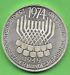 1949 -1974 25 JAHRE GRUNDGESETZ DER BUNESREPUBLIK 5 DEUTSCHE MARK