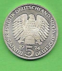 1949 -1974 25 JAHRE GRUNDGESETZ DER BUNESREPUBLIK 5 DEUTSCHE MARK