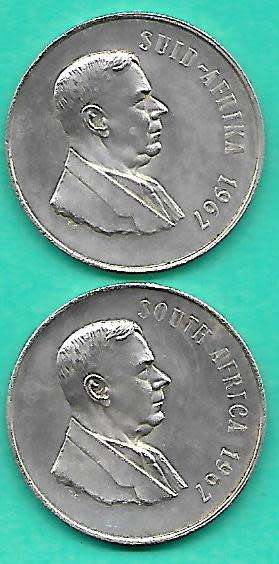 SET OF 1967 SILVER R1 COINS SUID AFRIKA SOUTH AFRICA SEE PER SCAN