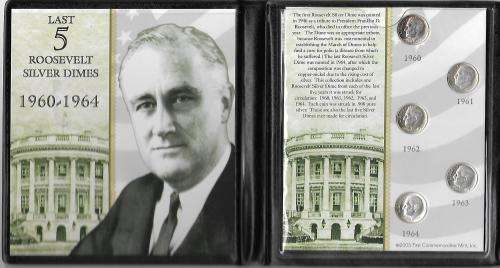 LAST ROOSEVELT SILVER DIMES 1960 -1964 SEE PER SCAN