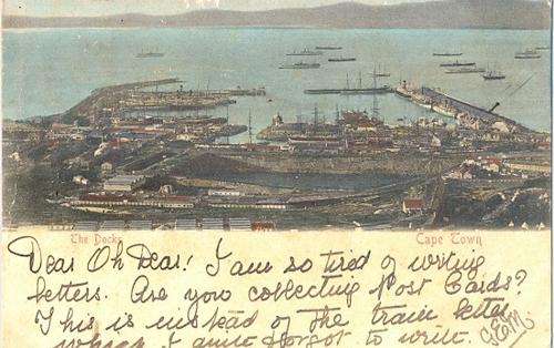 Hand-tinted post card - The Docks, Cape Town