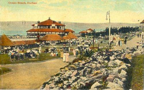Hand-tinted post card - Ocean Beach, Durban