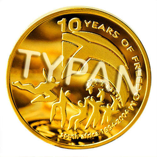 Mandela signed 10 years of Freedom 1oz Gold layered medallion in Leather BOX