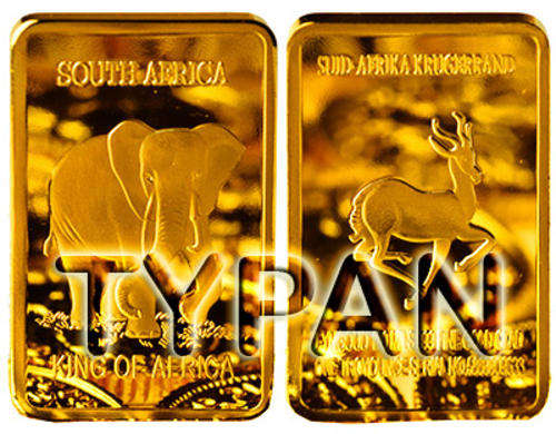 South Africa King of Africa Elephant 1oz gold clad bar + FREE medallion