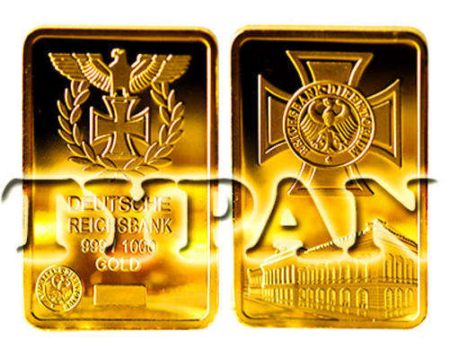 Deutsche Bank Direktorium Building 1oz 24k gold clad bar + FREE medallion