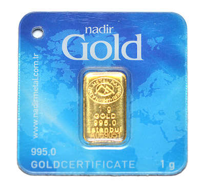 Nadir 1g Gold Bar (In Assay) .995 Fine certified