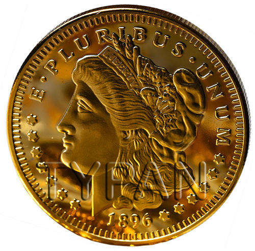 1896 Morgan Dollar 40mm 1oz 100mills gold clad coin + FREE medallion