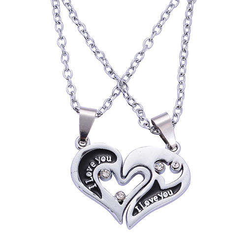 Valentine Couples His and Hers matching pendant necklace with box