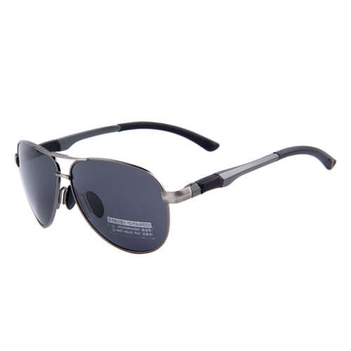 Pilot Gray Frame Black Lens Polarised Police Sunglasses