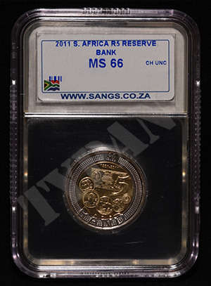 2011 SARB 90th Anniversary R5 Mandela SANGS MS66 Coin