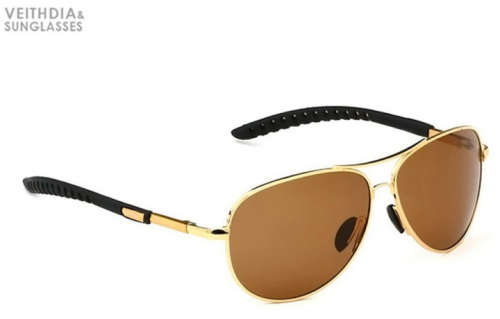 **IN STOCK** Veithdia Aviator Retro Pilot Sunglasses Gold