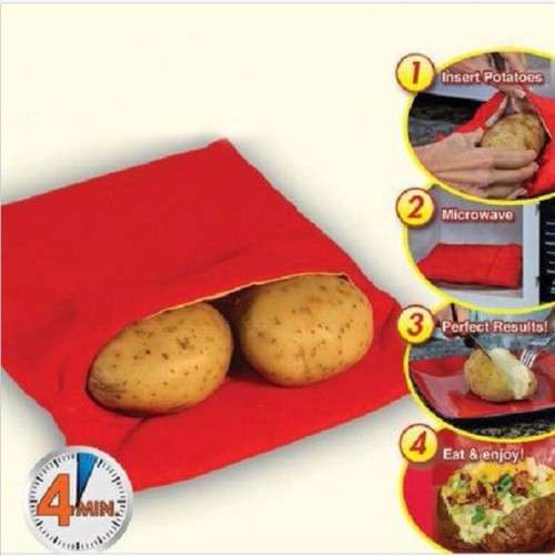 **IN STOCK** Red Washable Microwave Cooker Bag for Baked Potato in 4 minutes