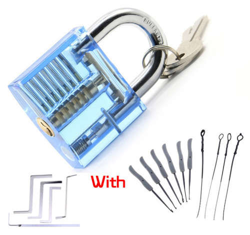 **LOCAL STOCK** Transparent Padlock with keys and tools to Practice Picking a lock