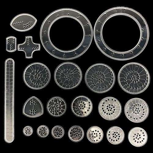 23 piece Spirograph Geometric Ruler Sketchpad drawing templates