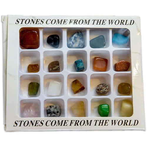 20 Gemstones from all over the World in White paper box