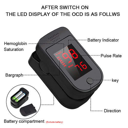 **LOCAL STOCK** Fingertip Pulse Oximeter SPO2 50D Black ONLY