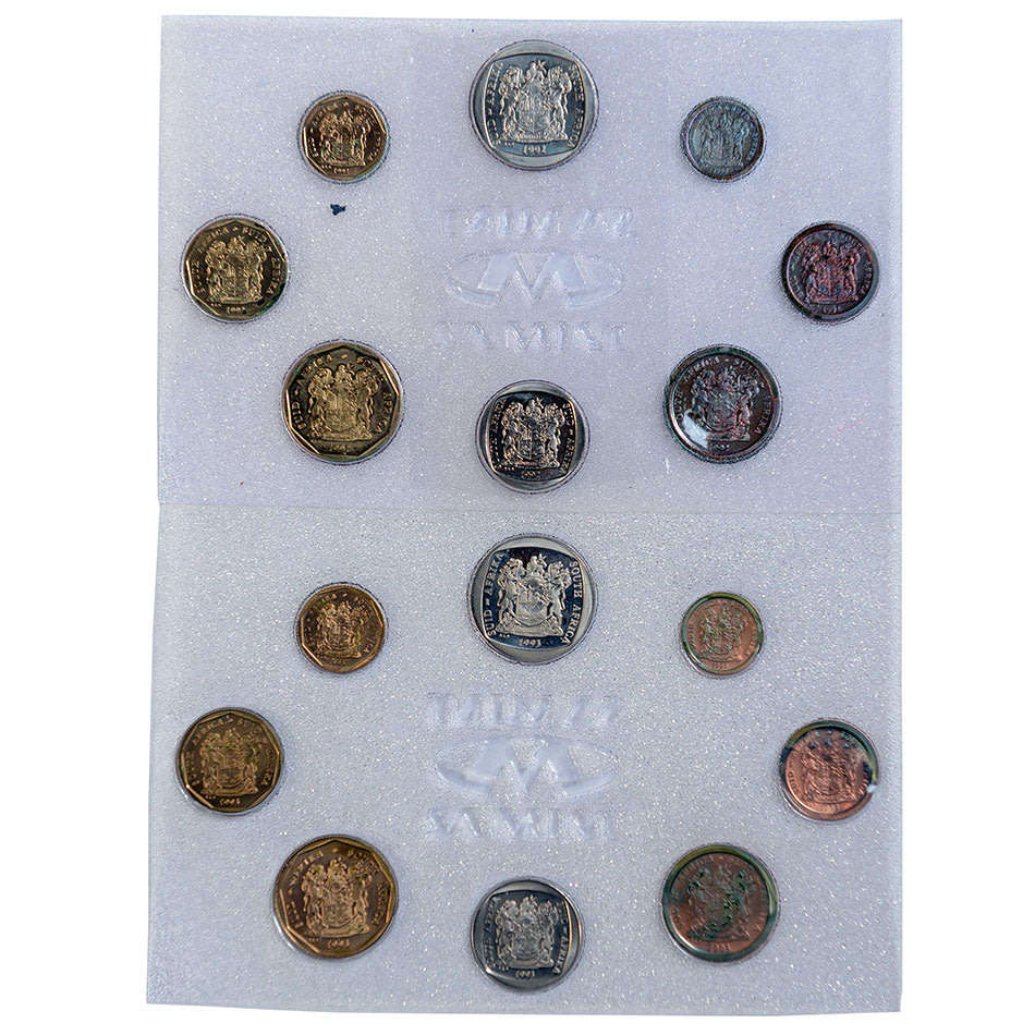 1992 and 1993 South Africa Uncirculated Coin Mint Set As issued by The South African Mint