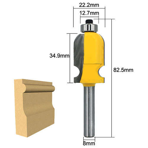 #10 Architectural Cemented Carbide Molding Handrail 8mm Shank Router Bit