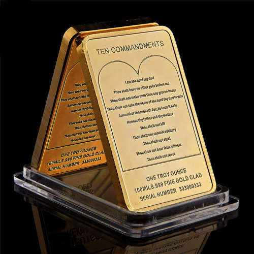 Jesus 10 Commandments 1oz gold clad bar